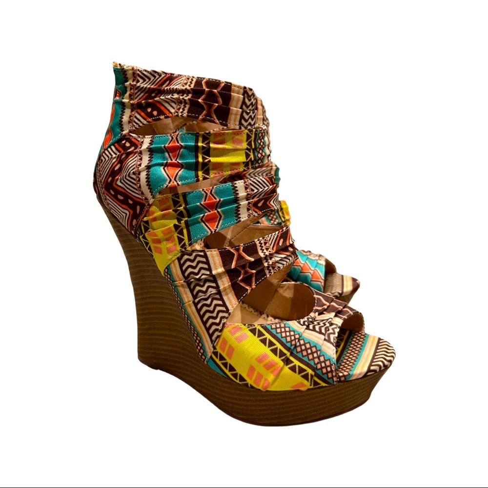 Spring Colorful High Wedges. Size 8. Used in good condition.